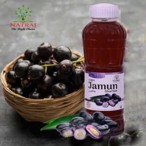 Natraj The Right Choice Jamun Sharbat made from fresh Indian black plum (Jamun) juice, rich in antioxidants and natural sweetness"