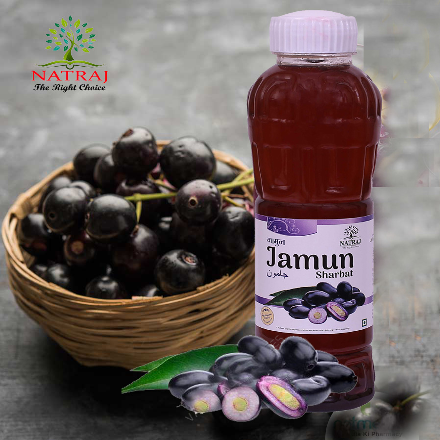 Natraj The Right Choice Jamun Sharbat made from fresh Indian black plum (Jamun) juice, rich in antioxidants and natural sweetness"