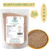 Barnyard Millet grains showing their small, round, golden-brown appearance and textured surface.