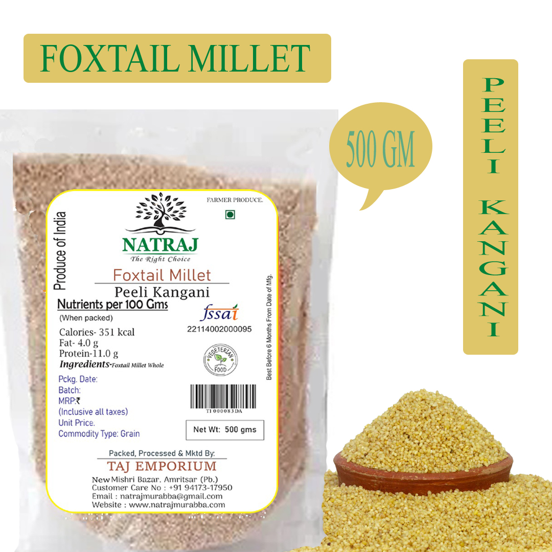 oxtail Millet grains, showcasing their small, golden-yellow appearance and distinct texture.