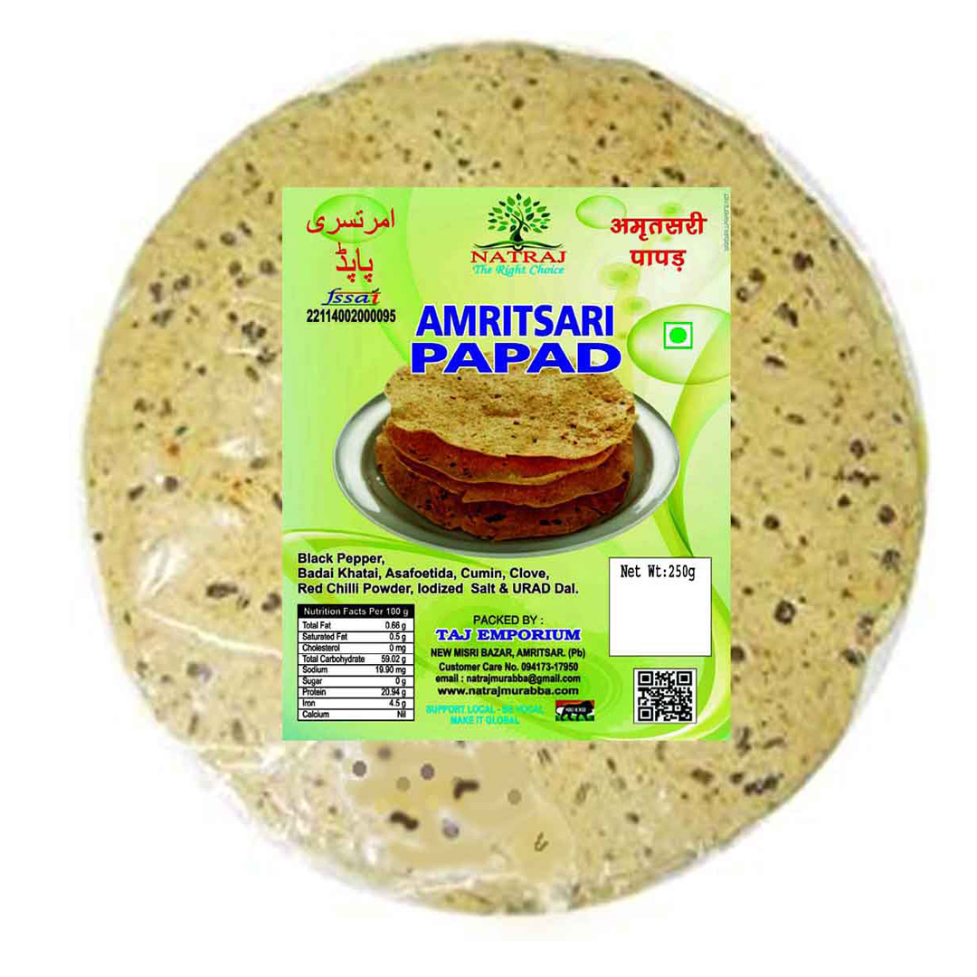 Natraj The Right Choice Amritsari Medium Masala Papad 250 gm