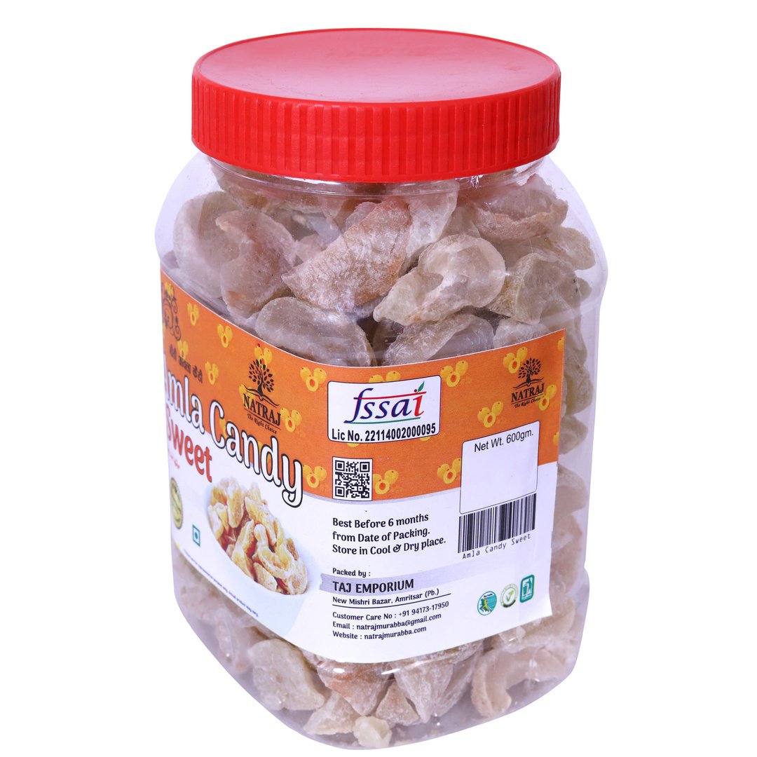 FSSAI licensed Natraj The Right Choice Sweet Amla Candy packaging label