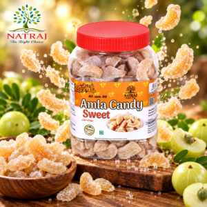 Tender and chewy sweet amla candy pieces by Natraj