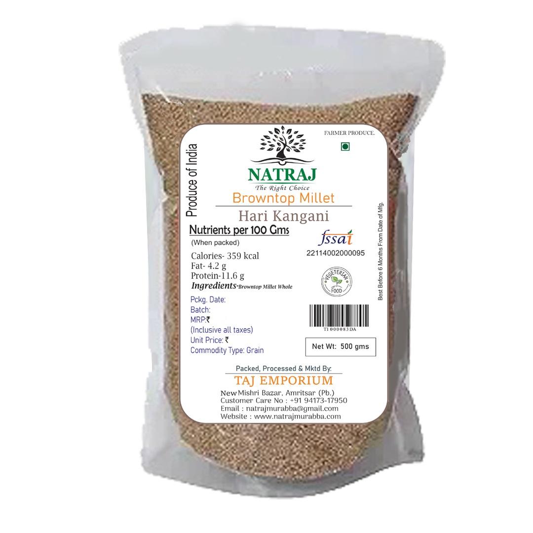 NATRAJ THE RIGHT CHOICE BROWNTOP MILLET (HARI KANGANI) 500G