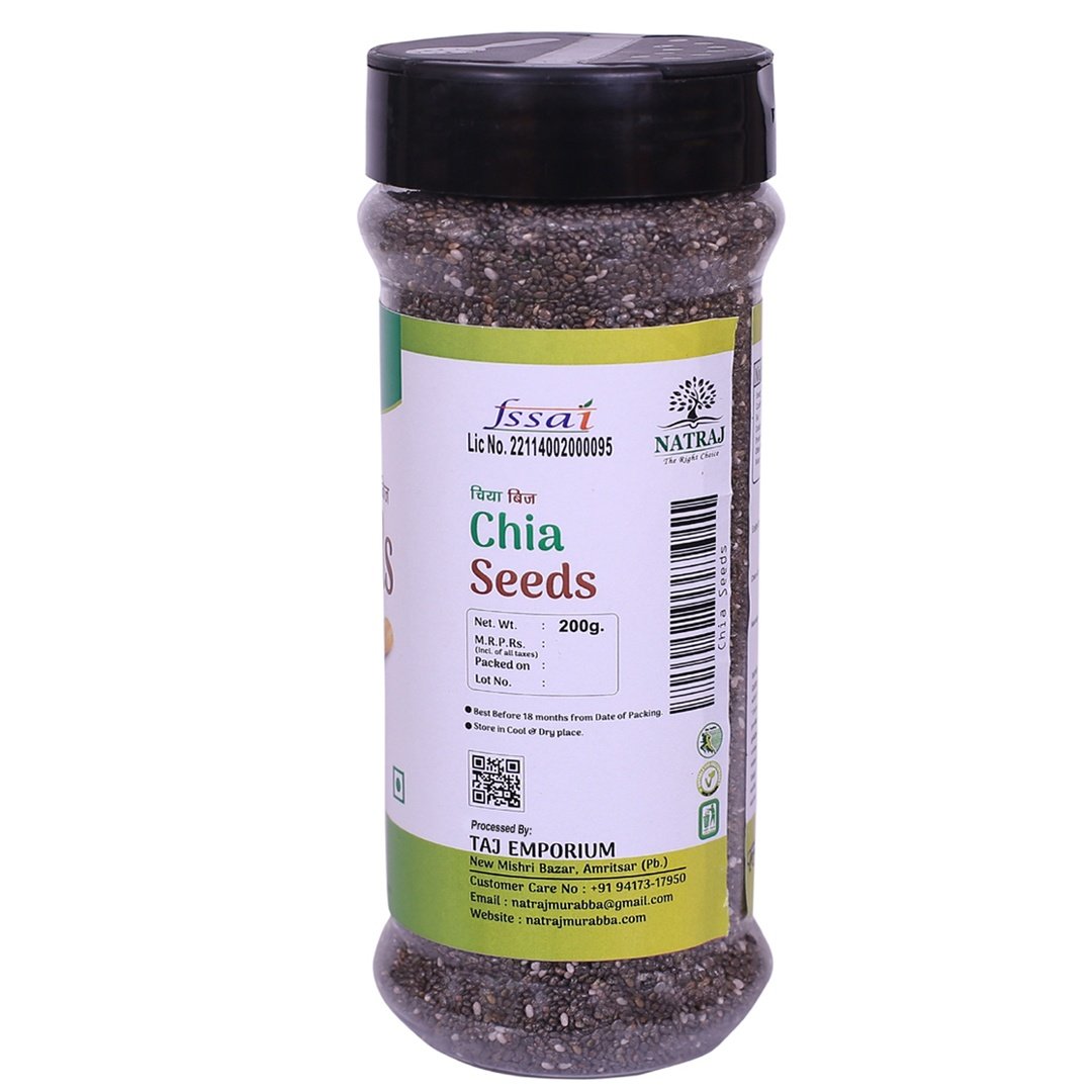 Natraj The Right Choice Premium Raw Chia Seeds Jar FSSAI Label