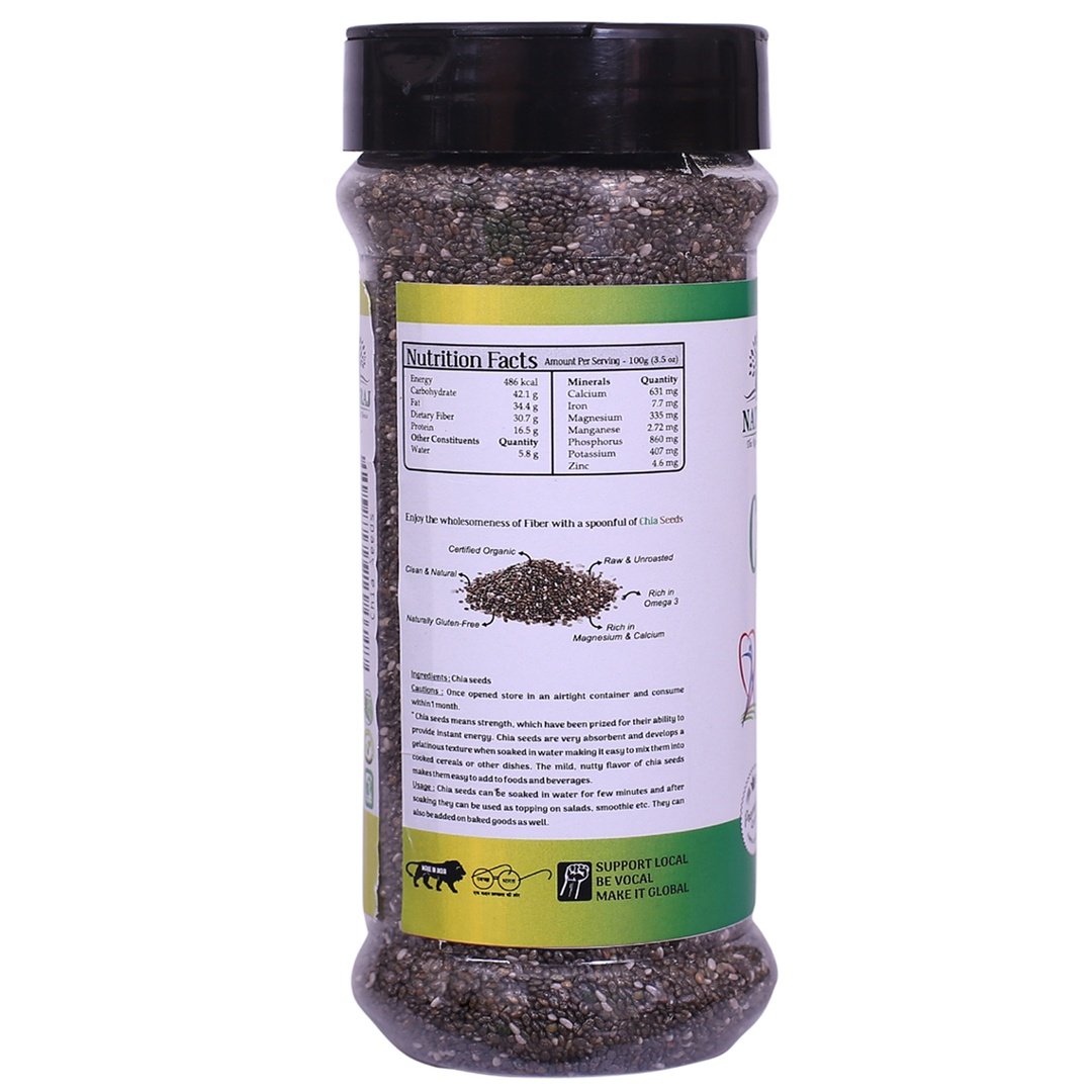 Natraj The Right Choice Premium Raw Chia Seeds Nutritional Facts and Ingredients Label