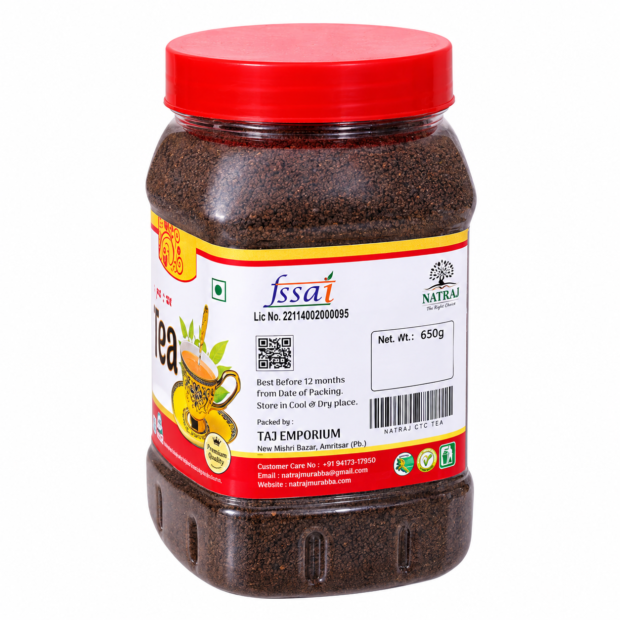 Natraj The Right Choice CTC Black Tea Granules 450g Jar Front View