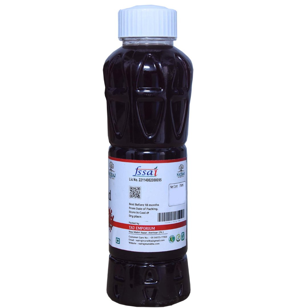 Natraj The Right Choice Sharbat-E-Faulad 750 ml bottle FSSAI label details