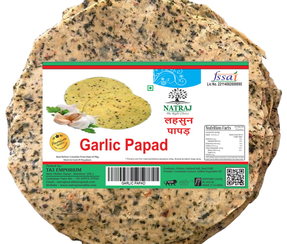 Natraj The Right Choice Garlic Papad 250g – Crispy Punjabi Lahsun Papad