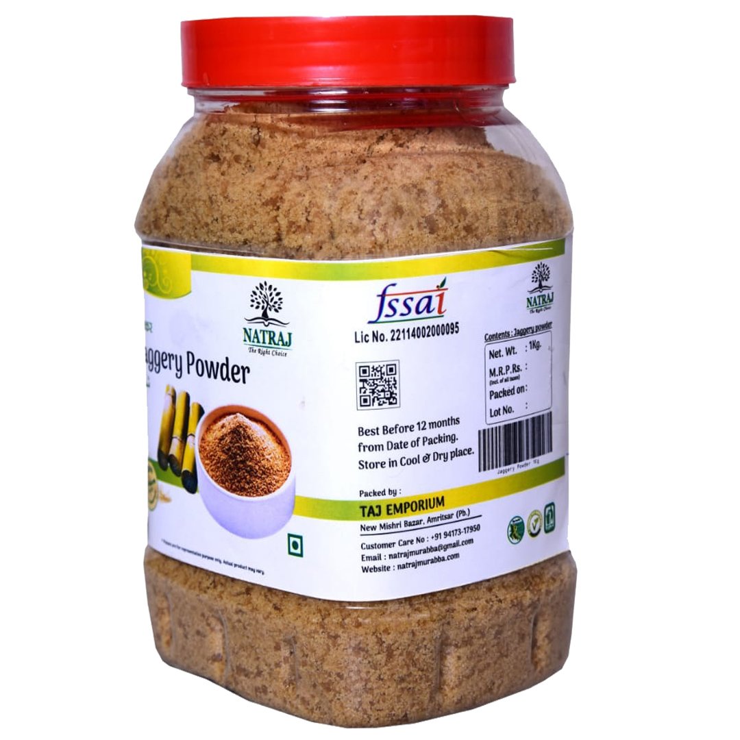 Natraj The Right Choice Jaggery Powder PET jar packaging and label details