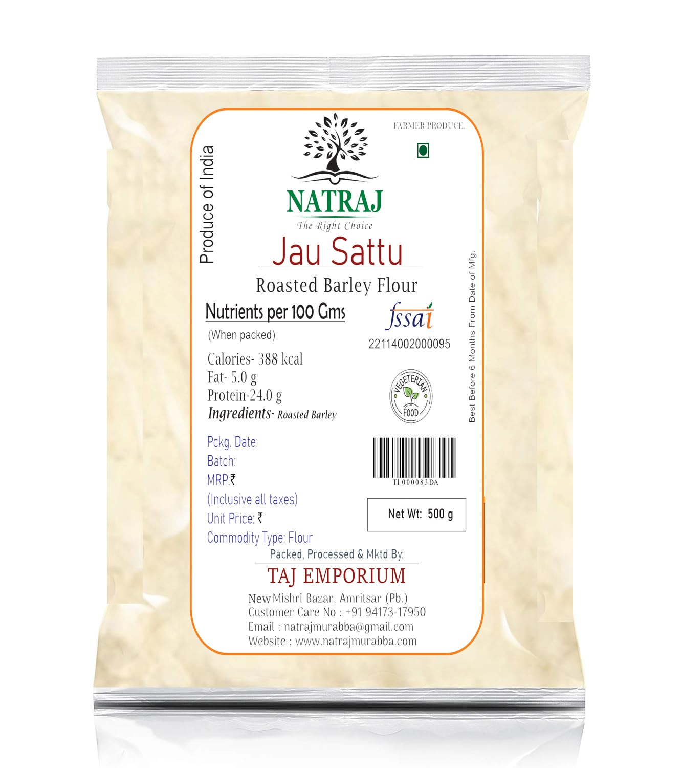 NATRAJ THE RIGHT CHOICE JAU SATTU 500G