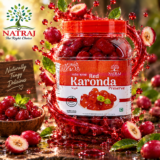 Natraj The Right Choice Karonda Murabba jar with fresh red karonda fruit