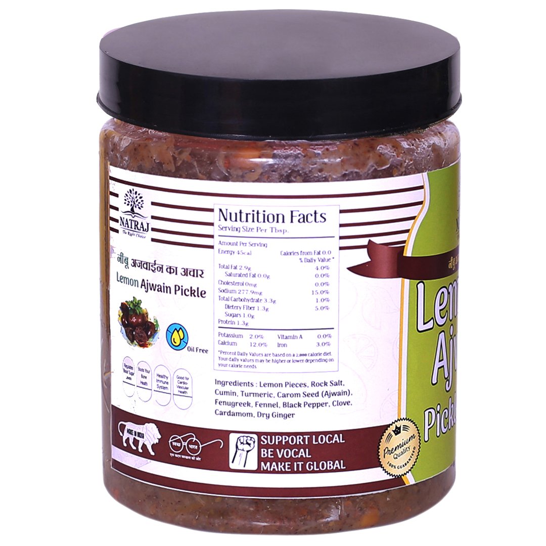 Lemon Ajwain Pickle 500g | Oil-Free | Natraj The Right Choice