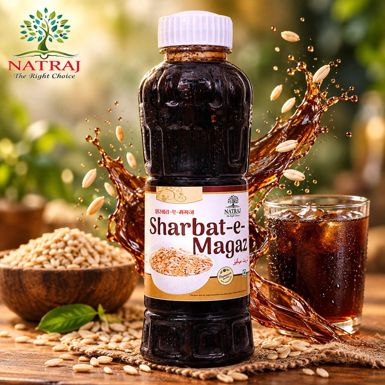 MAGAZ Real 1080x1080 Sharbat-E-Magaz 750ml bottle - Natraj The Right Choice traditional Char Magaz summer cooler