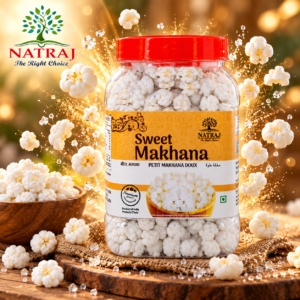 Crispy roasted sweet makhana fox nuts close-up texture