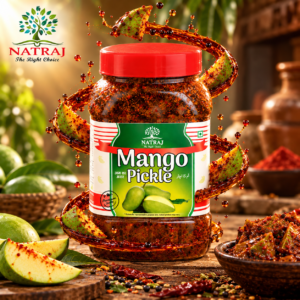 Traditional Punjabi Raw Mango Pickle with Spices in Mustard Oil