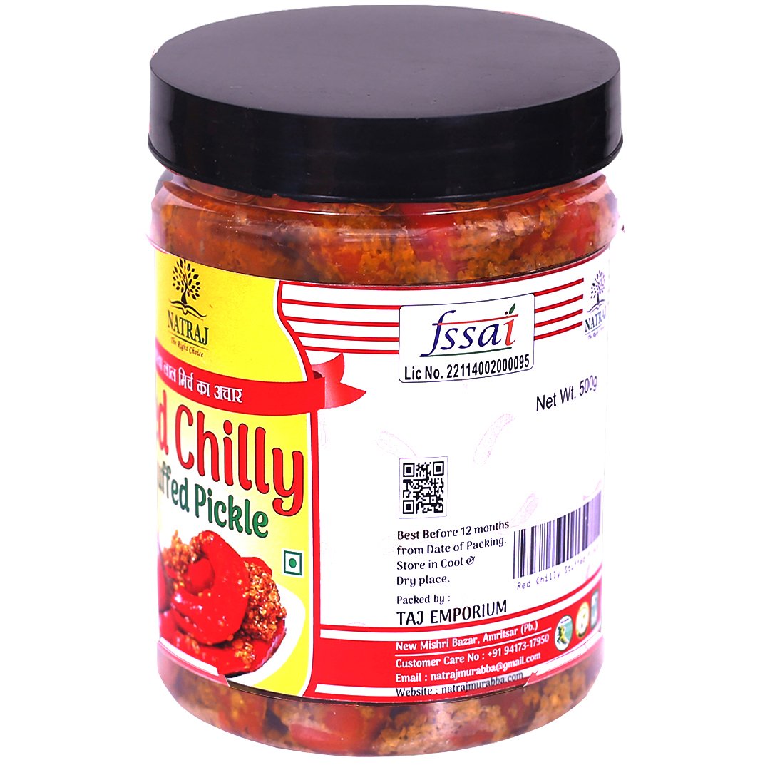 Natraj The Right Choice Red Chilly Pickle 500g jar packaging