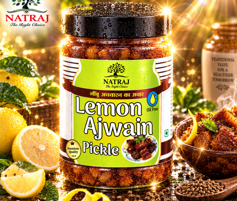 Lemon Ajwain Pickle 500g | Oil-Free | Natraj The Right Choice