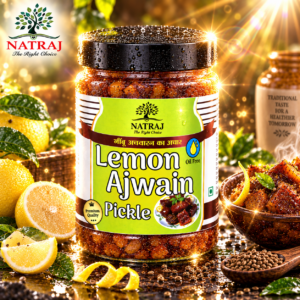 Lemon Ajwain Pickle 500g jar oil-free by Natraj The Right Choice