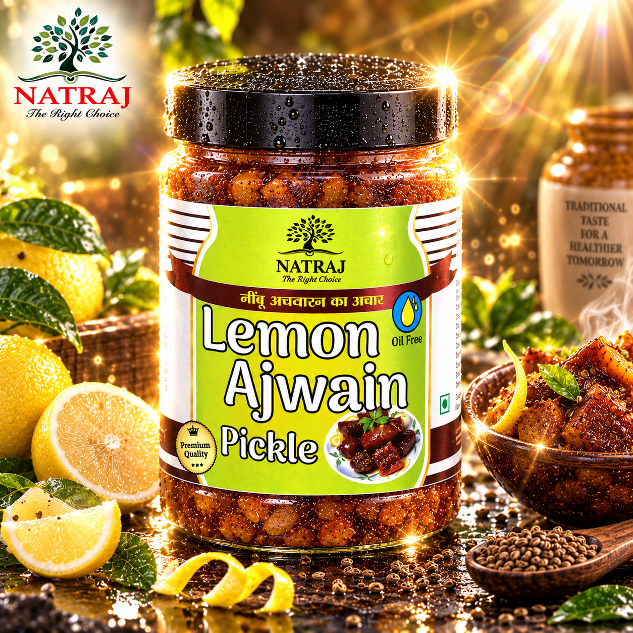 lemon ajwain pickle real Lemon Ajwain Pickle 500g jar oil-free by Natraj The Right Choice