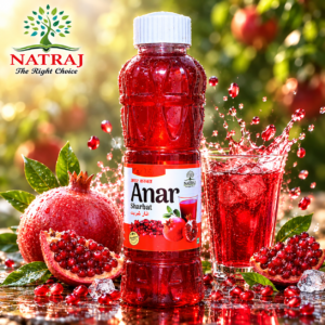 Natraj The Right Choice Anar Sharbat 750ml bottle with pomegranate drink cooler