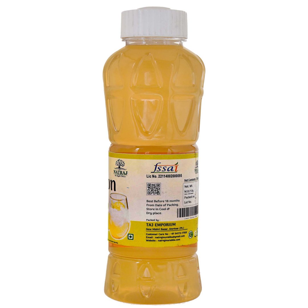 Natraj The Right Choice Lemon Sharbat FSSAI Certified Nutrition and Ingredients Label