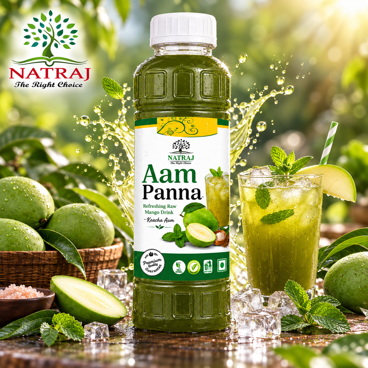AAM PANNA Real 1080x1080 Chilled Aam Panna Sharbat concentrate syrup 750 ml for summer cooler drinks